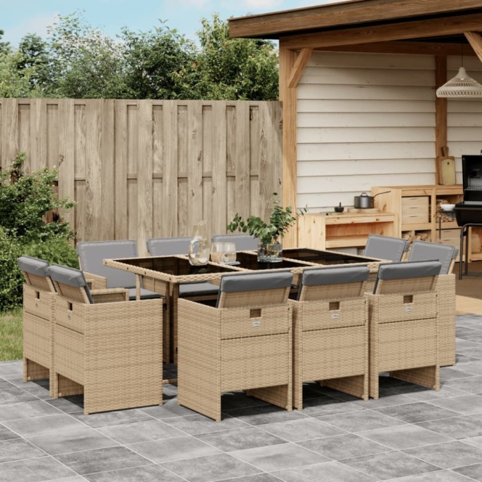 Gossi set mobilier gradina cu perne, 11 piese bej combinat poliratan