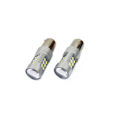 Set becuri auto cu LED CANBUS P21W BA15S 24 SMD 6.2W Alb 12/24V AM01445. foto