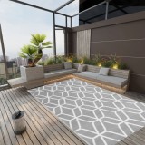 Covor Exterior Gri 140x200 cm Polipropilena vidaXL Arakil - Covor terasa/balcon, rezistent apa, model Jacquard