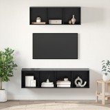 vidaXL Set dulap TV cu raft Pe perete 2 pcs Stejar negru 37 x 37 x 142.5 cm