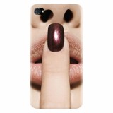 Husa silicon pentru Apple Iphone 4 / 4S, Finger Purple Nailpolish Girl Lips