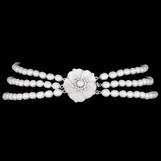 Colier cu Perle Naturale si Argint 925, Royal White foto
