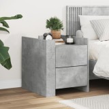 Gossi noptiera, gri beton, 45x50x50 cm, lemn prelucrat