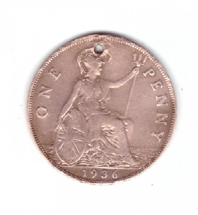 Moneda Marea Britanie 1 penny 1936, gaurita, curata