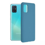 Cumpara ieftin Husa Samsung Galaxy A51 Silicon Albastru Slim Mat cu Microfibra SoftEdge