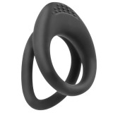 Inel dublu pentru penis ADDICTED TOYS Textured Double Cock Ring, texturat pentru stimulare intensă, 3.7 - 4.5 cm, negru