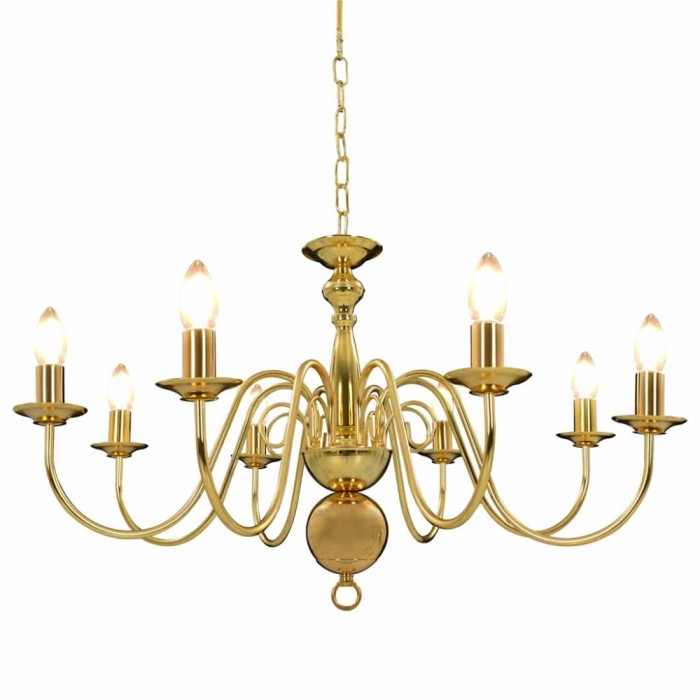 Candelabru, auriu, 8 becuri E14