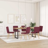 VidaXL Scaune de bucătărie pivotante, 6 buc., roșu vin, textil