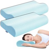 Set 2 Perne Ortopedice din Spuma cu Memorie, Linomag&reg;, Design Ergonomic pentru Suport Cervical, Relaxare si Aliniere a Coloanei, Ideala pentru Durerea