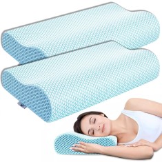Set 2 Perne Ortopedice din Spuma cu Memorie, Linomag&reg;, Design Ergonomic pentru Suport Cervical, Relaxare si Aliniere a Coloanei, Ideala pentru Durerea