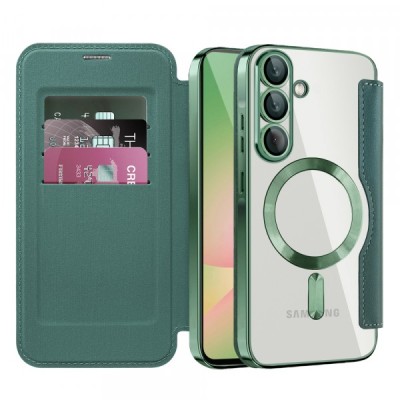 Husa MagSafe pentru Samsung Galaxy A56 A566, Techsuit, SmartMag Book, Verde foto