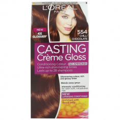 Vopsea de Par Semipermanenta L'OREAL Paris Casting Creme Gloss 554, 180 ml, Fara Amoniac, Chilli Chocolate, Vopsea de Par L'OREAL Paris, Vopsea de Par