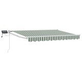 vidaXL Marchiză retractabilă manuală cu led-uri Verde și alb 2,5 x 2 m 3419188