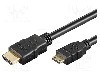 Cablu HDMI - HDMI, HDMI mini mufa, HDMI mufa, 5m, negru, Goobay - 31934