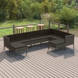VidaXL Set mobilier de grădină cu perne, 9 piese, gri, poliratan 3094434