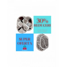 Pachet set covoare antiderapante cu modele bej cu dungi si multicolor