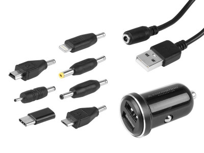 Incarcator Universal 2x Usb 3.4a + Cablu 120 Cm + 7 Varfuri, Negru Carmotion 58618BK foto