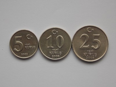 LOT 3 MONEDE TURCIA -5,10,25 YENI KURUS-2005-2006 foto