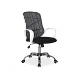 Scaun de birou cu mesh SL Dexter, cadru cromat, mecanism de balans, roti pivotante, 100 kg, alb/negru