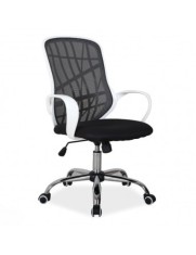 Scaun de birou cu mesh SL Dexter, cadru cromat, mecanism de balans, roti pivotante, 100 kg, alb/negru
