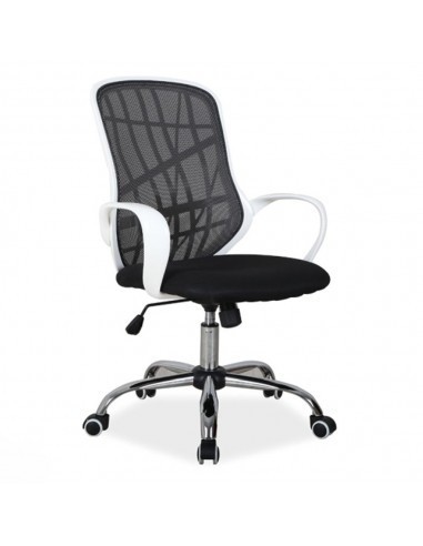 Scaun de birou cu mesh SL Dexter, cadru cromat, mecanism de balans, roti pivotante, 100 kg, alb/negru