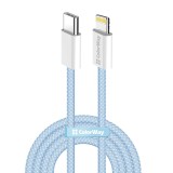 ColorWay - Data Cable (CW-CBPDCL061-BL) - Type-C to Apple Lightning, PD 27W, 3A, 480Mbps, Nylon, 1m - Blue
