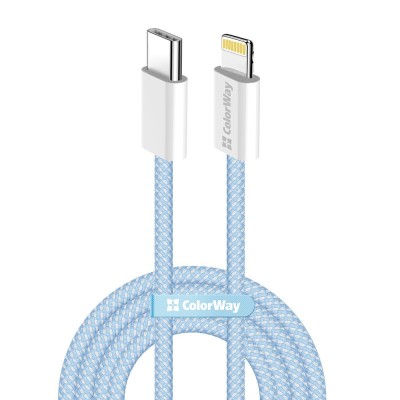 Cablu incarcare Lightning pentru iPhone 27W ColorWay, 1m, bleu foto