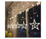 Perdea Luminoasa Craciun, 3m, Interior/Exterior, Alb Cald, 8 Jocuri de Lumini, Interconectabila, Decoratiuni Craciun