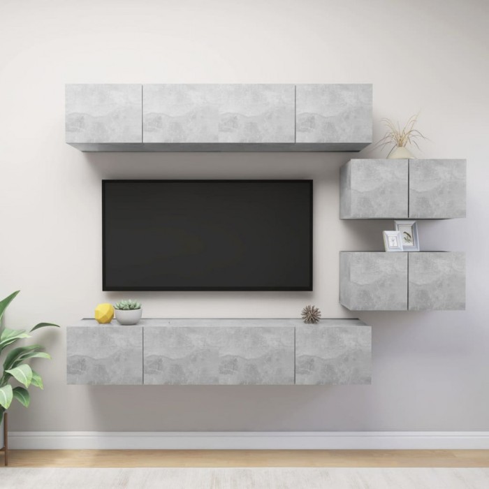 Gossi set de dulapuri tv, 6 piese, gri beton, lemn prelucrat