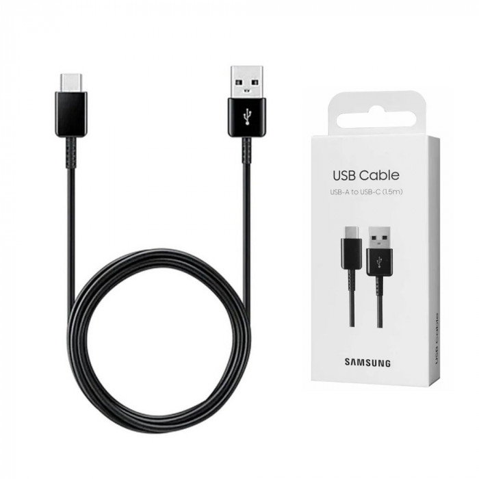 Cablu de Date USB-A to Type-C 2A, 480Mbps, 1.5m Samsung (EP-DG930IBEGWW) Negru (Blister Packing)