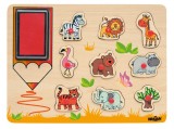 Cumpara ieftin Stampile din lemn cu animale salbatice 9 piese Woodyland