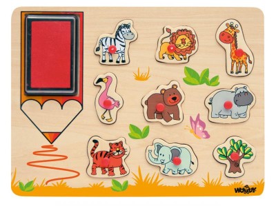 Stampile din lemn cu animale salbatice 9 piese Woodyland foto