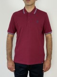 U.S. Grand POLO Tricou polo barbati cu logo brodat si detalii contrastante, Regular fit, Visiniu, M