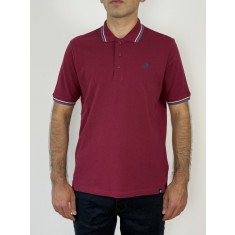 U.S. Grand POLO Tricou polo barbati cu logo brodat si detalii contrastante, Regular fit, Visiniu, M