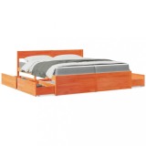 vidaXL Pat cu sertare saltea, maro ceruit, 200x200 cm, lemn masiv pin 3281888