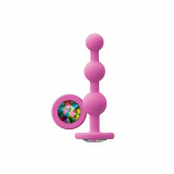 Cumpara ieftin Dop Anal Cu Bijuterie Glams - Ripple Rainbow Gem, Roz, 11 cm, NS Toys