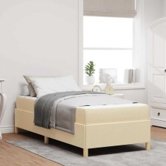 vidaXL Pat cu arcuri cu saltea Crem și Bej și Alb 90 x 200 cm țesătură 3398911