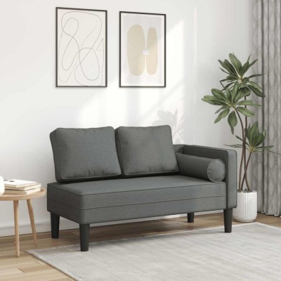 vidaXL Șezlong cu perne, gri &amp;icirc;nchis, material textil 4007580 foto
