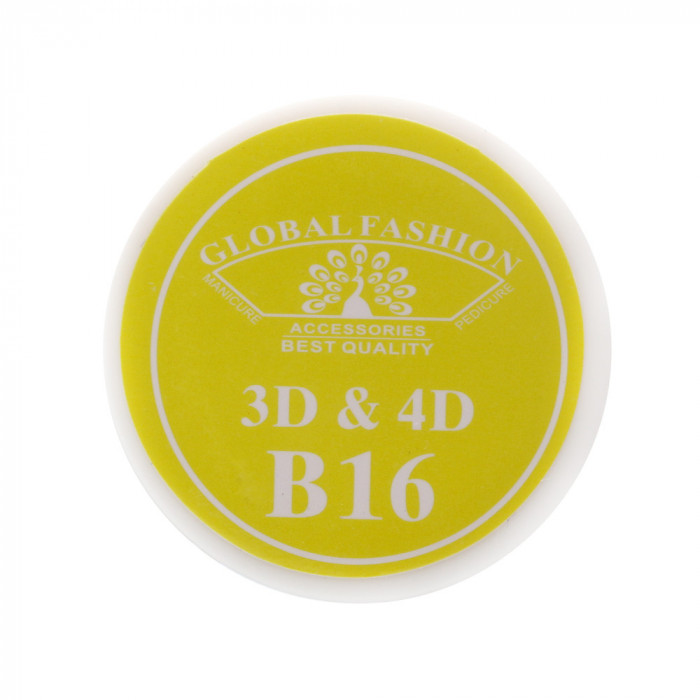 Gel UV 4D plastilina, gel plastart, Global Fashion, B16, 7g, culoare galben
