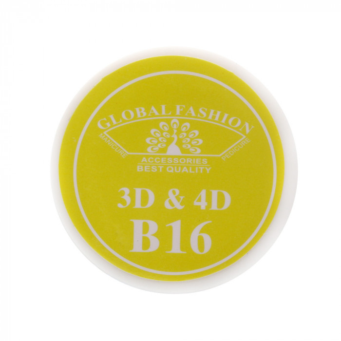 Gel UV 4D plastilina, gel plastart, Global Fashion, B16, 7g, culoare galben