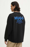 Hugo Blue hanorac de bumbac barbati, culoarea bej, cu imprimeu, 50510732