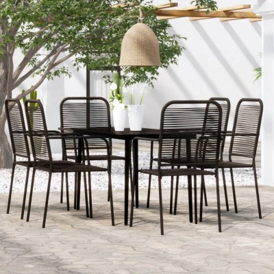 vidaXL Set de servit masa pentru grădină, 7 piese, negru 3099146 foto