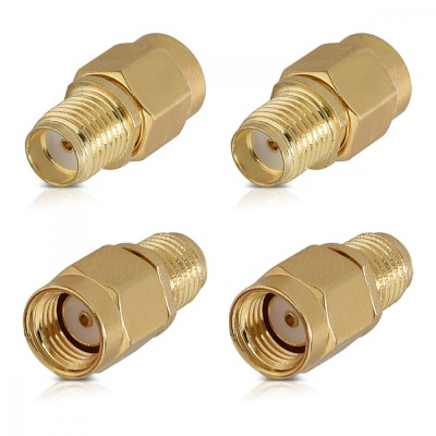 Set 4 Adaptori coaxiali SMA tata la SMA mama, Kwmobile, Auriu, Metal, 48523.01 foto