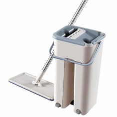 Set curatenie STRATCH CLEANING MOP, galeata cu storcator si rezerva mop, Alb/Gri