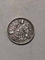 3 pence 1935 argint Anglia foto