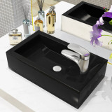 Chiuveta cu orificiu robinet, negru, 46x25,5x12, ceramica GartenMobel Dekor, vidaXL