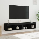 VidaXL Comode TV cu lumini LED, 2 buc., negru, 60x30x30 cm