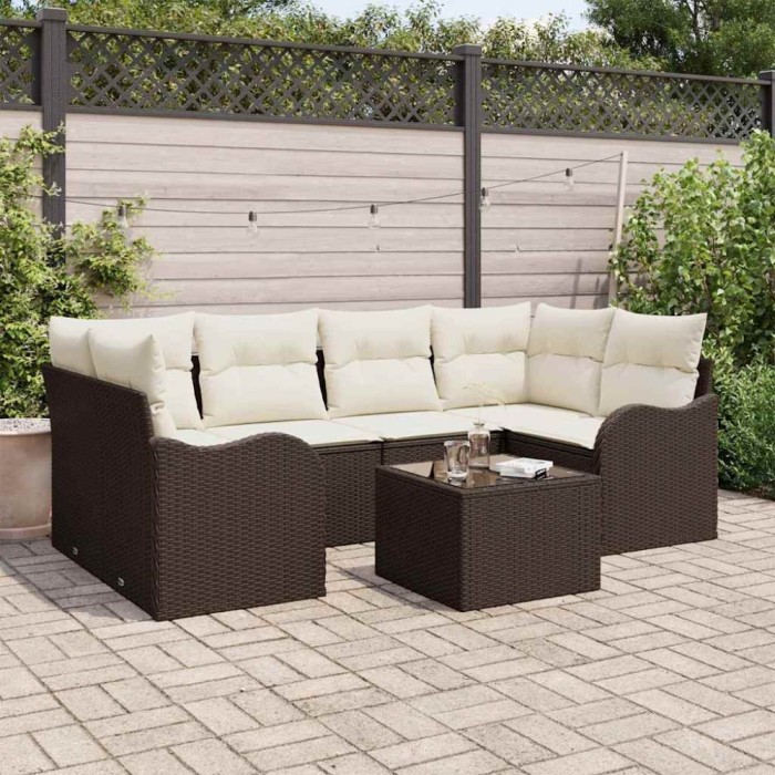 vidaXL Set de canapele pentru grădină 7 pcs Maro 55 x 55 x 37 cm 3345598
