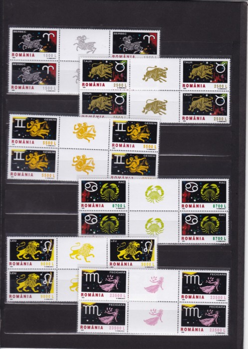ROMANIA 2002 LP 1576 LP 1576 a SEMNELE ZODIACULUI II BLOCURI CU VINIETE MNH
