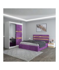 Dormitor Clio Mov Cu Dulap Tapitat 180x200cm